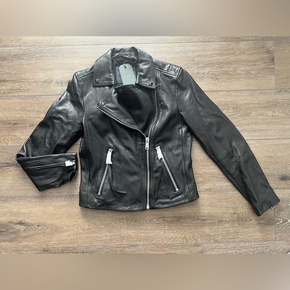 All Saints Dalby Leather Biker Jacket - Picture 2 of 4